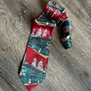 Chang Ill Silk Co Artistic European City Double Decker Bus Silk Men's Neck Tie